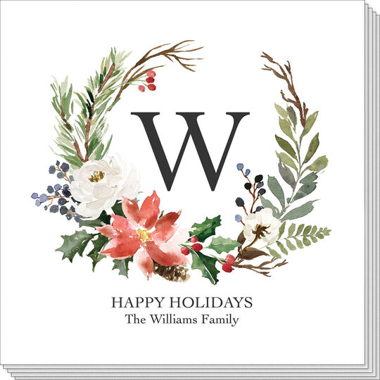 White Holiday Floral Napkins